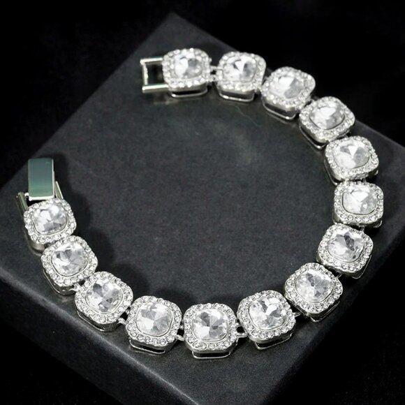 Fashion Jewelry Jewelry - ⭐ Large 8" Iced Out Diamond Bracelet 17.00 Ctw. Chain 13mm Wide 18k White Gold ⭐
